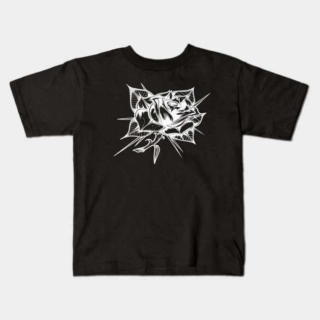 Sharp Rose Blk Kids T-Shirt by Scottconnick